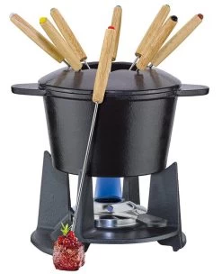 Spring Grenoble Kaasfondueset ø 16 Cm 8-persoons Gietijzer Mat Zwart