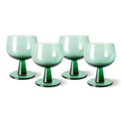 HK Living The Emeralds AGL4475 Wijnglas Laag ΓΈ 8,5 Cm Fern Groen 4-delig