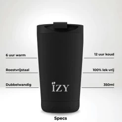 IZY Mugs Drinkbeker 350 Ml Black Rvs -Nieuw Keukengerei Winkel izy mugs x black infographic specs nl min