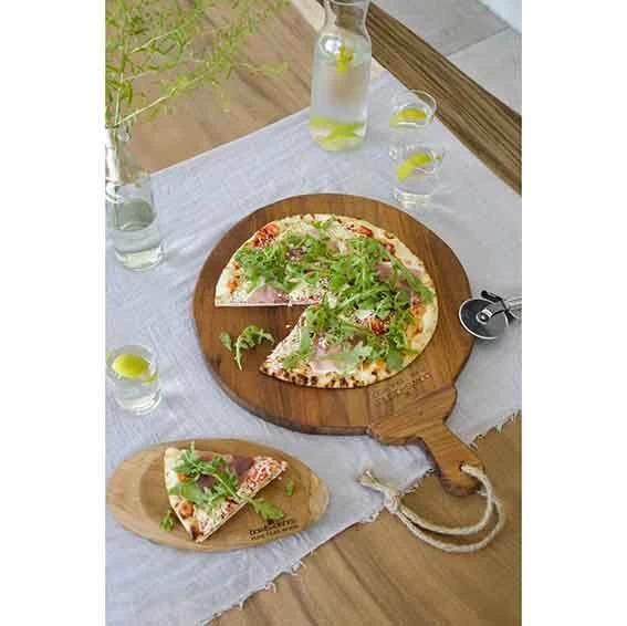 Bowls And Dishes Pure Teak Wood Serveerplank Met Handvat ø 40 Cm 2 Bowls And Dishes Pure Teak Wood Serveerplank Met Handvat ø 40 Cm - Afbeelding 2